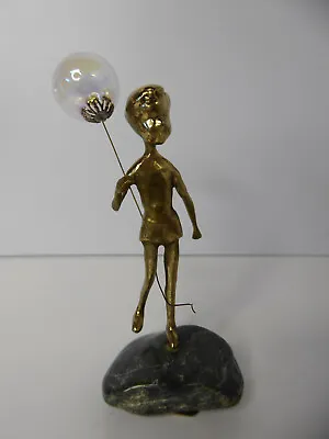 Vintage Malcolm Moran Gumps Sculpture Statue Boy W/ Balloon On Stone   • $95