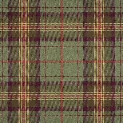 Upholstery Fabric Grampian Faux Wool Curtain Material - Green & Red Tartan Check • £1.99