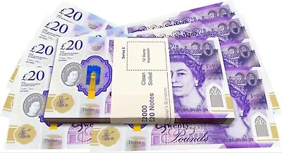 £20 Gbp Replica Money 100 Bank Notes - Uk Pounds Cash For Movies Photos Pranks • £21.95