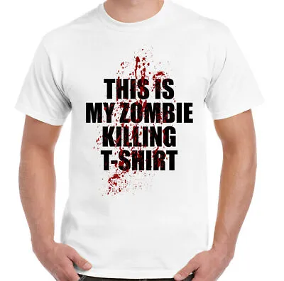 This Is My Zombie Killing T-Shirt Mens Funny Halloween Top Monsters Walking Dead • £8.99