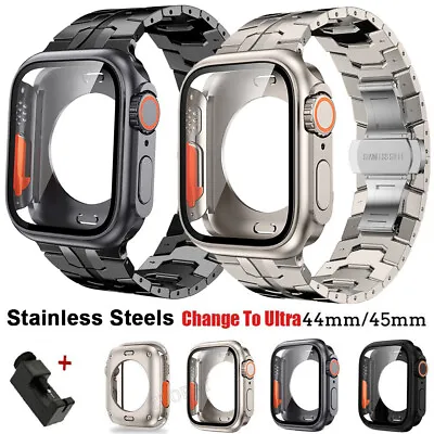 Stainless Steels Band+Case For Apple Watch Series 9 8 7 6 5 44/45mm IWatch Strap • £7.85