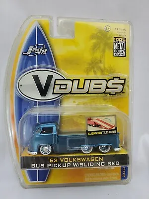 $15 • Buy Jada Toys 1/64 VDubs '63 Volkswagen Bus Pickup With Sliding Bed Blue