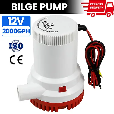 2000GPH Bilge Pump Boat Marine Submersible Water Pump Non-Automatic 1-1/8 12V US • $33.59