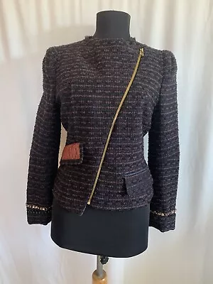 Anthropologie Mcginn Tweed Jacket W/ Gold Egyptian Clasp - Size 2 Extra Small • $38.95