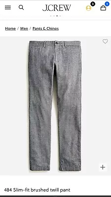 J Crew Stretch Brushed Twill Pant Mens 31x32 Gray 484 Slim Fit • $29