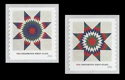 US 5098-5099 Star Quilts Presorted First-class 25c Coil Set 2 MNH 2016 • $3.05