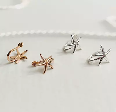 $8.98 • Buy S925 Sterling Silver Starfish Sea Star Clip On Ear Cuff No Piercing