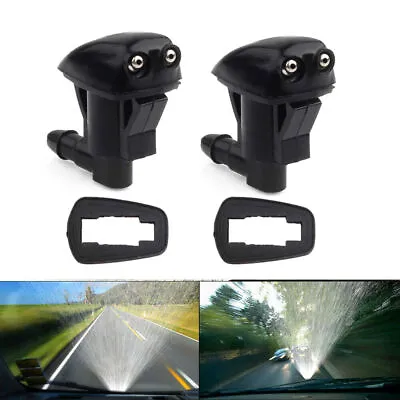 2x Car Front Windshield Washer Wiper Spray Nozzle Jet Auto Accessories Black • $3.84