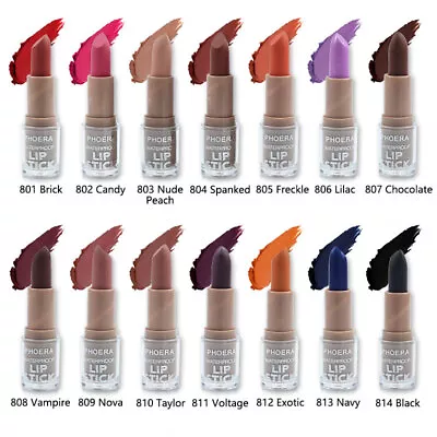 PHOERA Non Stick Matte Lipstick Colour Long Lasting Waterproof Moisturizing UK • £3.99