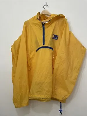 Disney Jacket Adult XL Yellow Blue Pullover Windbreaker Rain Coat Mickey Sport • $34.47