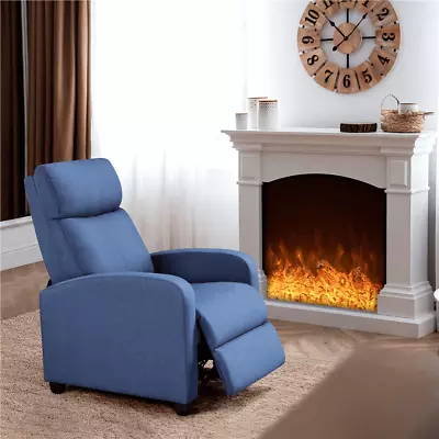 Fabric Push Back Theater Recliner Chair W/ Footrest Fully-padded Bedroom Office • $127.68