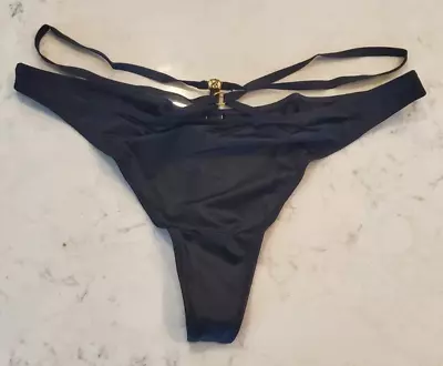 Victoria's Secret VERY SEXY So Obsessed Strappy Thong - L - VS Black Panty NWT • $15.99