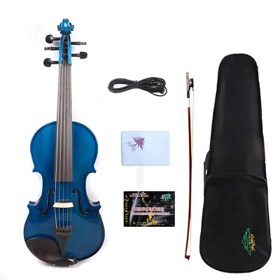 1 Set 5 String Electric Violin 4/4 Spruce Maple With Ebony Violin Parts Blue • $159