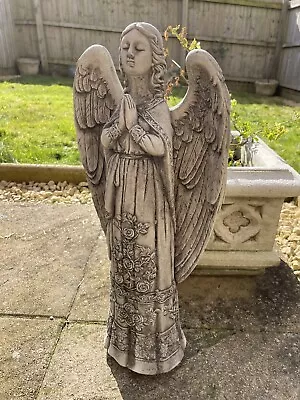 £39.99 • Buy Rose Angel Stone Statue | Reconstituted Cherub Fairy Outdoor Garden Ornament