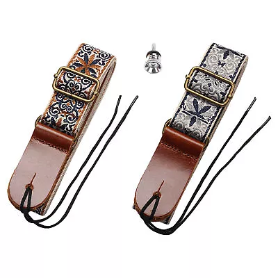 Embroidered Guitar Strap Adjustable Vintage Style Ukulele Strap Bohemian Strap  • $15.01