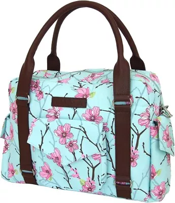 Elodie Details 'Apple Of My Eye' Pink + Teal Floral Leather Detail Changing Bag • £27.99