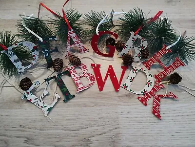 Christmas Fabric Gift Tag Letters - Personalise Gift Wrap & Stockings. Bespoke. • £1