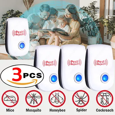 3PACK Ultrasonic Pest Reject Home Control Electronic Repellent Mice Rat Repeller • $8.37