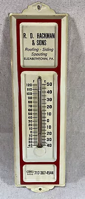 Vintage RD Hackman & Sons Metal Advertising Thermometer! Elizabethtown PA WORKS • $14.99