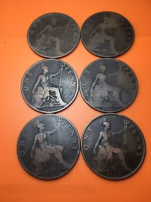 6 Queen Victoria 1d Penny Coins 189618971898189919001901 Run Rare Coins Buy • £2.45