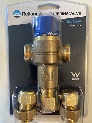 RMC Reliance 15mm Tempering Valve Blue Cap Plumbing Hot Water • $72