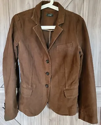 J.Crew Women Brown Velour Cotton Throat Latch Button Schoolboy Blazer Jacket S/M • $34
