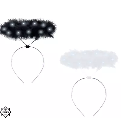 LED Fluffy Halo Angel Head Band Halloween Hen Night Angel Xmas Fancy Dress Party • £3.05