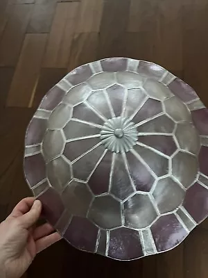 Vintage Capiz Shell Ceiling Pendant Light Shade Clear And Lilac • £15