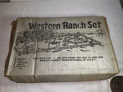 Vintage 1950s MARX Western Ranch Set Silver Box Only • $45