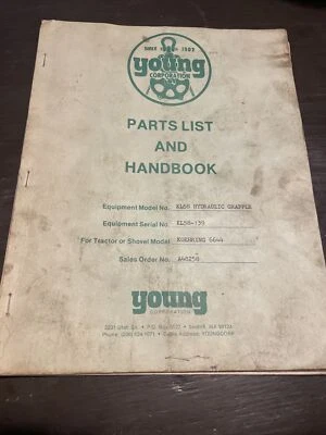 $37.99 • Buy Young KL58 GRAPPLE PARTS LIST MANUAL BOOK CATALOG LOG LOADING HYDRAULIC HANDBOOK