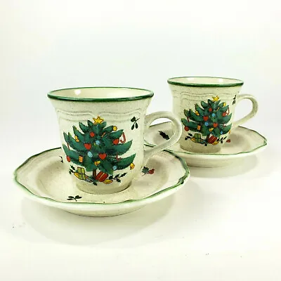 Mikasa Cups And Saucers Festive Season EB451 Christmas Japan Set Of 2  • $27.29