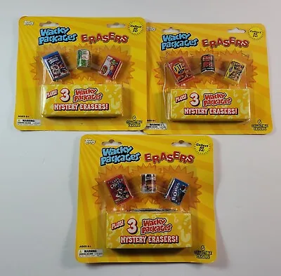 Lot Of 3 Packs Of Topps Wacky Packages Erasers - New Unopened - 2011 - 18 Total • $25.19