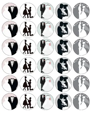 30x Wedding Just Married Cupcake Toppers Edible Wafer Paper Fairy Cake Toppers • £2.59