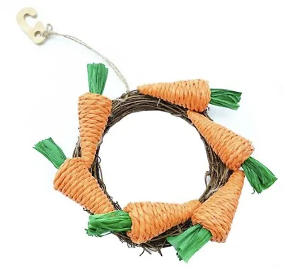 Rabbit Guinea Pig Small Animal Carrot Garland Ring Chew Hanging Enrichment Toy • £8.99