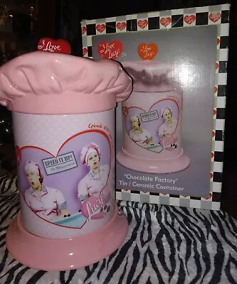 I Love Lucy Cookie Jar Tin And Ceramic. Chocolate Factory Design In Original Box • $99