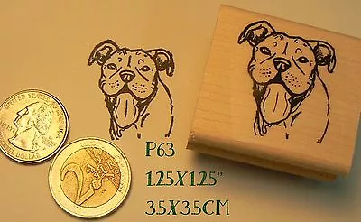 P63 Smiling Pit Bull Dog  Rubber Stamp • $9.50