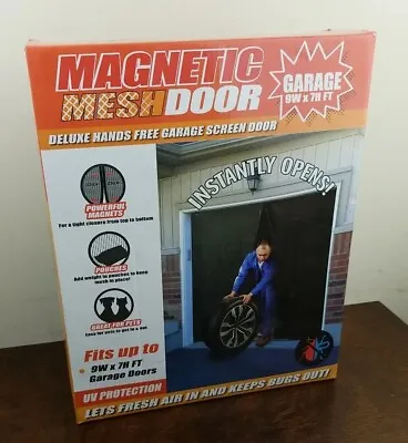 Deluxe Car Garage Magnetic Screen Door Heavy Duty Magnets Mesh Curtain 9 X 7 Ft • $34.99