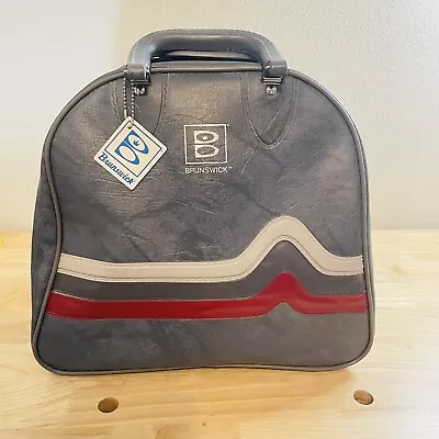 Vintage Blue Tricolor Brunswick Bowling Ball Bag W Shoe Rack NEW • $34.99