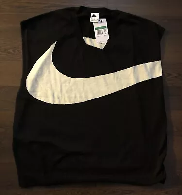 Nike  V-Neck Sweater Vest Black With Swoosh Size Medium Hard To Find. • $79.99