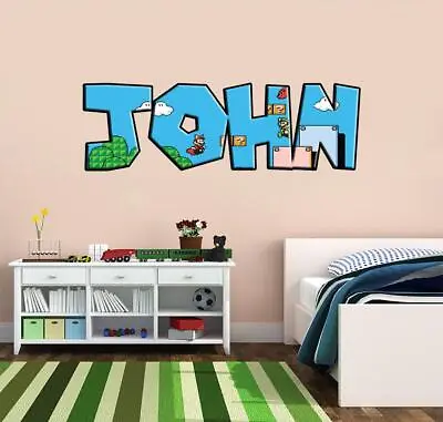 Super Mario Bros 3 PERSONALIZED NAME WALL STICKER Decor Art Mural Kids Game FS • $19.68