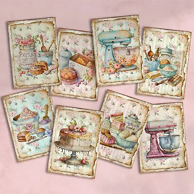 Shabby Chic Baking Card Toppers Cardmaking Tags ATC Journals Craft Cakes • £2.80