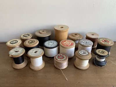 Job Lot Of 16 Assorted Vintage Wooden Cotton Reels  • £4.99