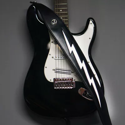 Leather Guitar Strap Bass Soft Padded Adjustable Belt Bolt Black 3'' Extra Wide • $29.06