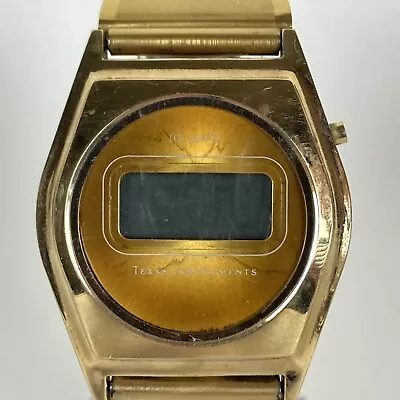 Vintage Texas Instruments Digital Watch Men Gold Tone UNTESTED 6.5  34mm Retro • $14.99