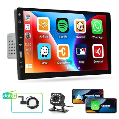 Single 1DIN 9  Carplay/Android Auto DAB+ Radio Car Stereo Touch Screen + Camera • £74.99