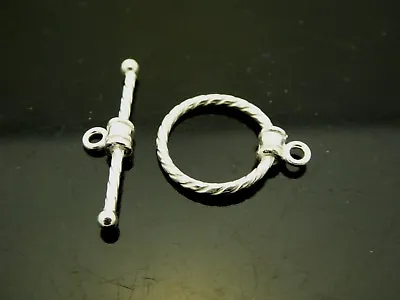 Solid Sterling Silver (925) Twisted Wire Circle Toggle Clasp Handmade 13mm Ring • $4.50