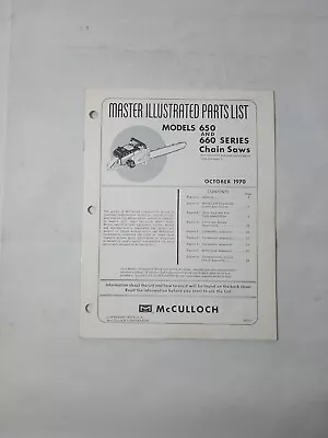 Vintage Dealer McCulloch Illustrated Parts List 1970 650 66p Chain Saw G7118 • $30