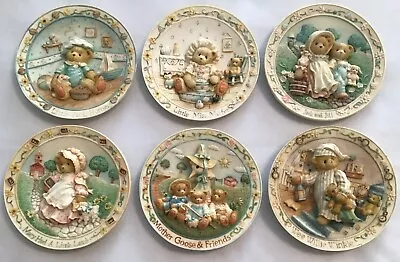 Cherished Teddies Nursery Rhymes Bear Plates Lot Of 6 Various Dates • $50