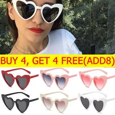 Lolita Retro Love Heart Shape UV400 Sunglasses Womens Cat Eye Vintage Sunglasses • £3.49