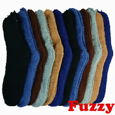 Mens 3-10 Pairs Soft Cozy Fuzzy Socks Plain Solid Winter Warm Home Slipper 9-13 • $6.99